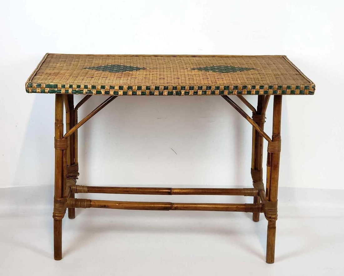 MID CENTURY RATTAN CONSOLE TABLE (1 of 15)