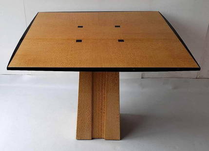 DAKOTA JACKSON "ARIEL" CARD TABLE (lot 2 of 2): *A table of lacquered bleached lace wood with black Lacquer accents. Dimensions: 29" h x 37.5" w x 37.5" d Artist or Maker: Dakota Jackson Provenance: A New York Collector Notes: Although c
