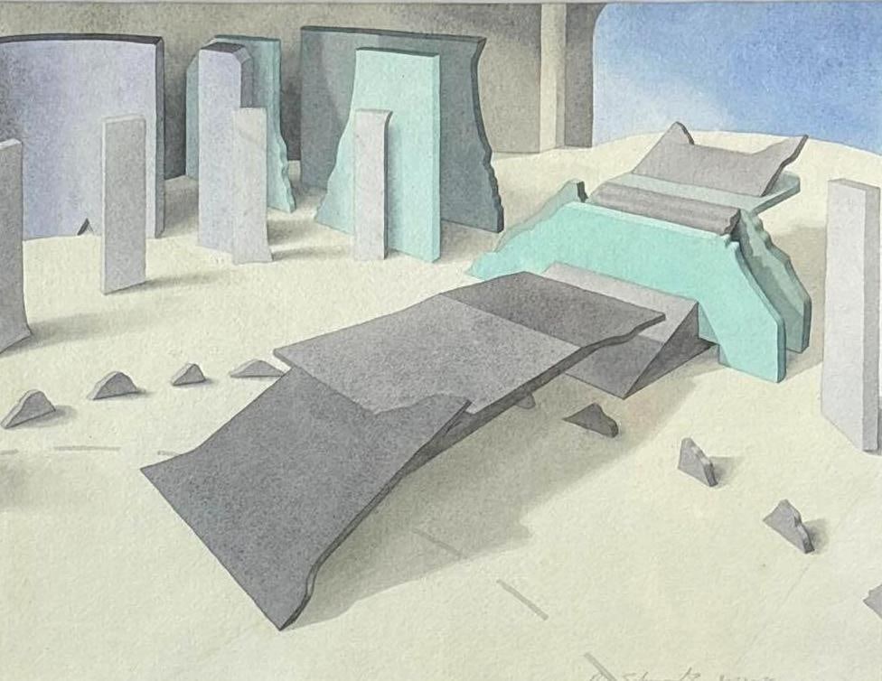 ROBERT  SCHWARTZ, SURREALIST WATER COLOR, SIGNED & DATED (1 of 6)