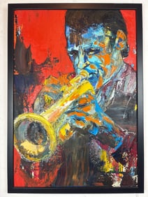 JAZZ TRUMPETER PAINTING, SIGNED