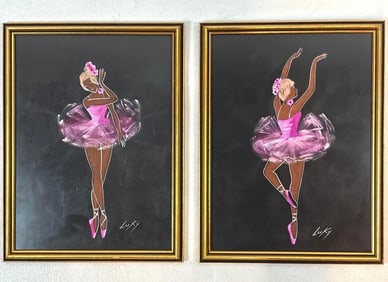 PAIR OF SIGNED LUKY PARIS CHALK ON PAPER WORKS