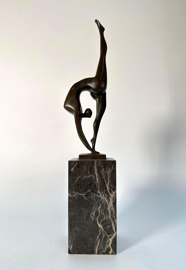 MAX MILO SIGNED BRONZE SCULPTURE SET ON MARBLE BASE (1 of 10)