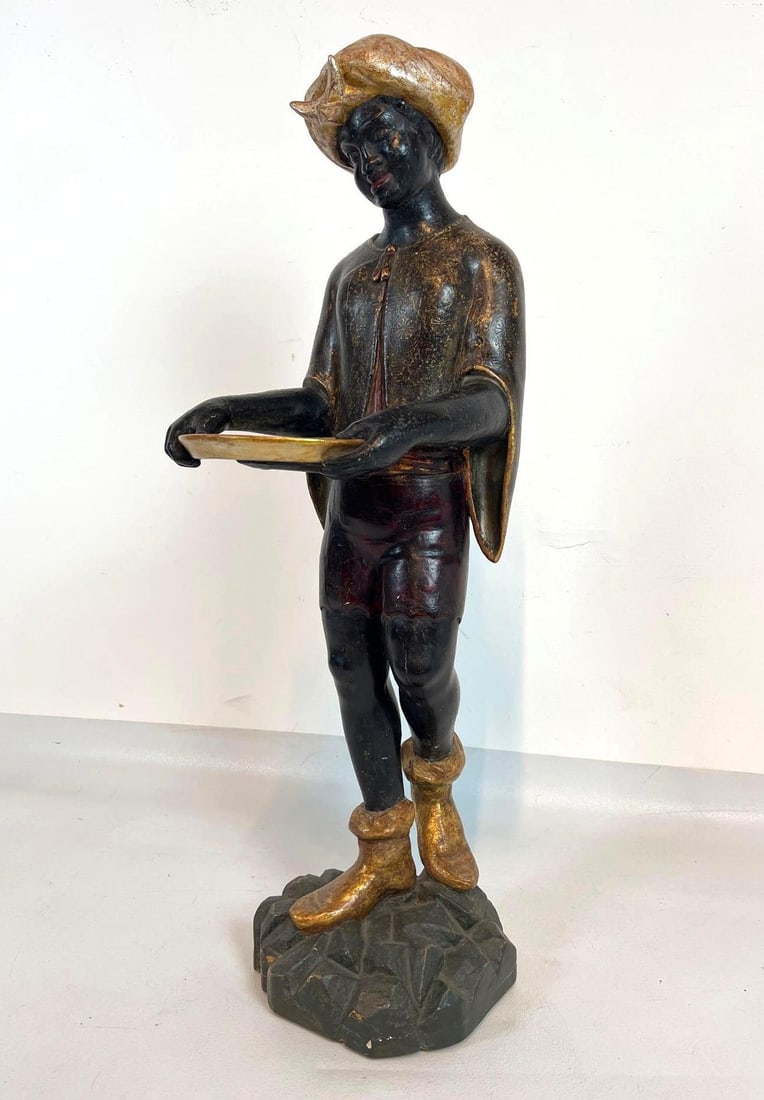 VINTAGE POLYCHROME-PAINTED VENETIAN YOUTH CARDHOLDER SCULPTURE (1 of 14)