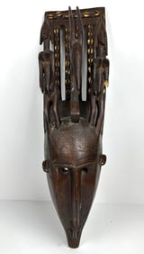 ANTIQUE LARGE WOODEN ENCRUSTED BAMANA NTOMO MASK, MALI