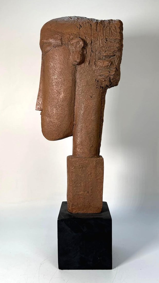 LARGE ABSTRACT COMPOSITE HEAD SCULPTURE AFTER AMEDEO MODIGLIANI'S "HOMME" (1 of 13)