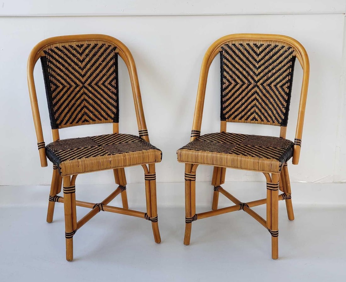 PAIR OF BALLARD DESIGNS 'PARIS' FRENCH BISTRO RATTAN DINING CHAIRS (1 of 17)