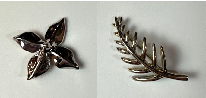 VINTAGE TIFFANY & CO. STERLING SILVER FLOWER PIN & STERLING SILVER PALM LEAF BROOCH (1 of 9)
