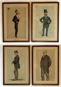FOUR ANTIQUE VANITY FAIR FRAMED PRINTS LATE 1800'S