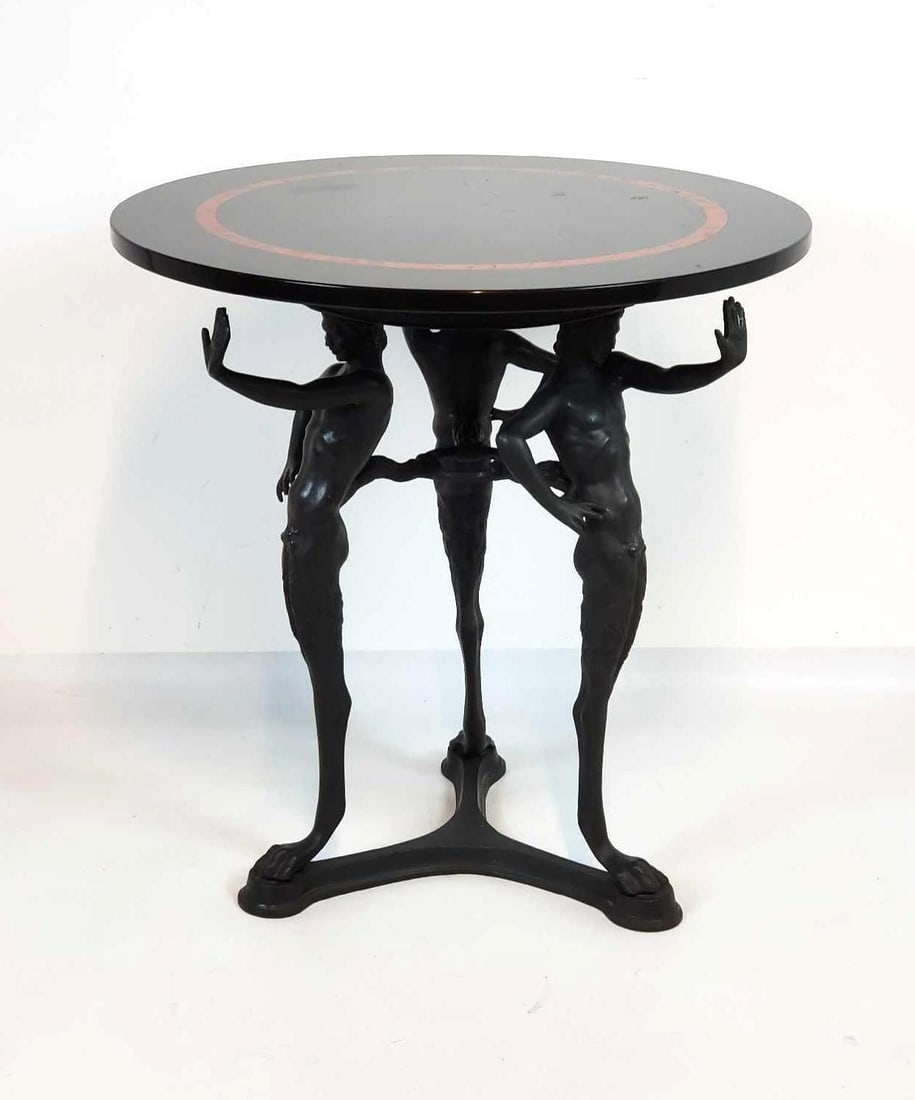 GRAND TOUR FIGURAL BRONZE SATYR AND INLAID STONE GUERIDON TABLE (1 of 14)