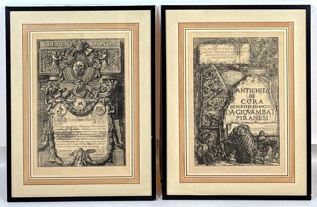 RARE PAIR OF FRAMED PIRANESI ETCHINGS (1 of 8)