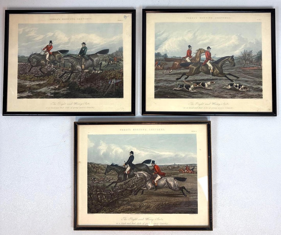 TRIO OF FORE’s HUNTING SKETCHES ENGRAVINGS (1 of 9)