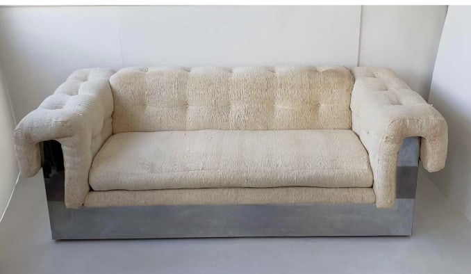 MILO BAUGHMAN THAYER COGGIN CHROME BASE SOFA WITH ORIGINAL UPHOLSTERY (1 of 20)