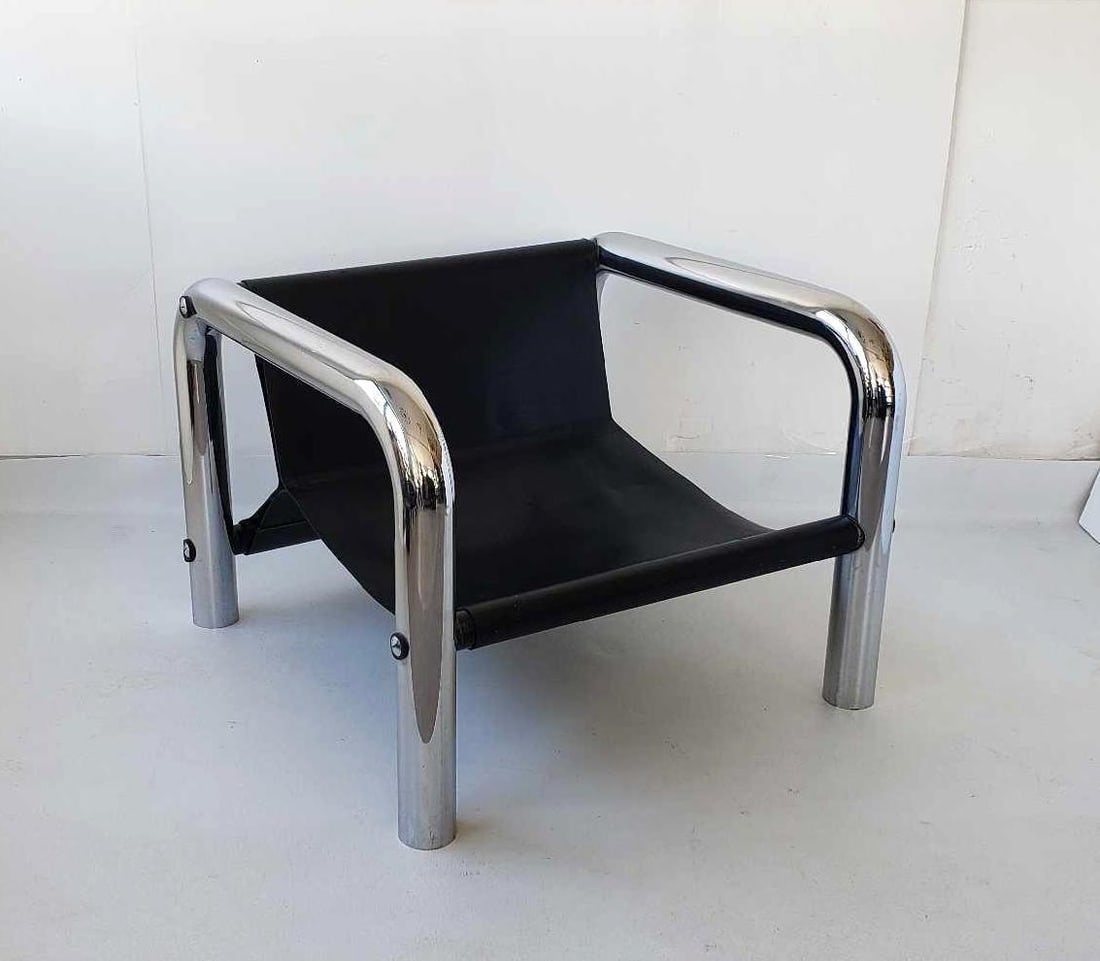 1960'S CHROME TUBULAR & LEATHER SLING CHAIR FRAME BY JOHN MASCHERONI (1 of 13)