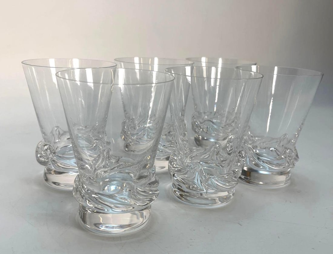 SET OF SIX DAUM SORCY CRYSTAL GLASSES (1 of 4)