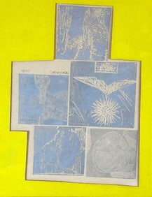 A FRAMED ABSTRACT MIXED MEDIA PIECE