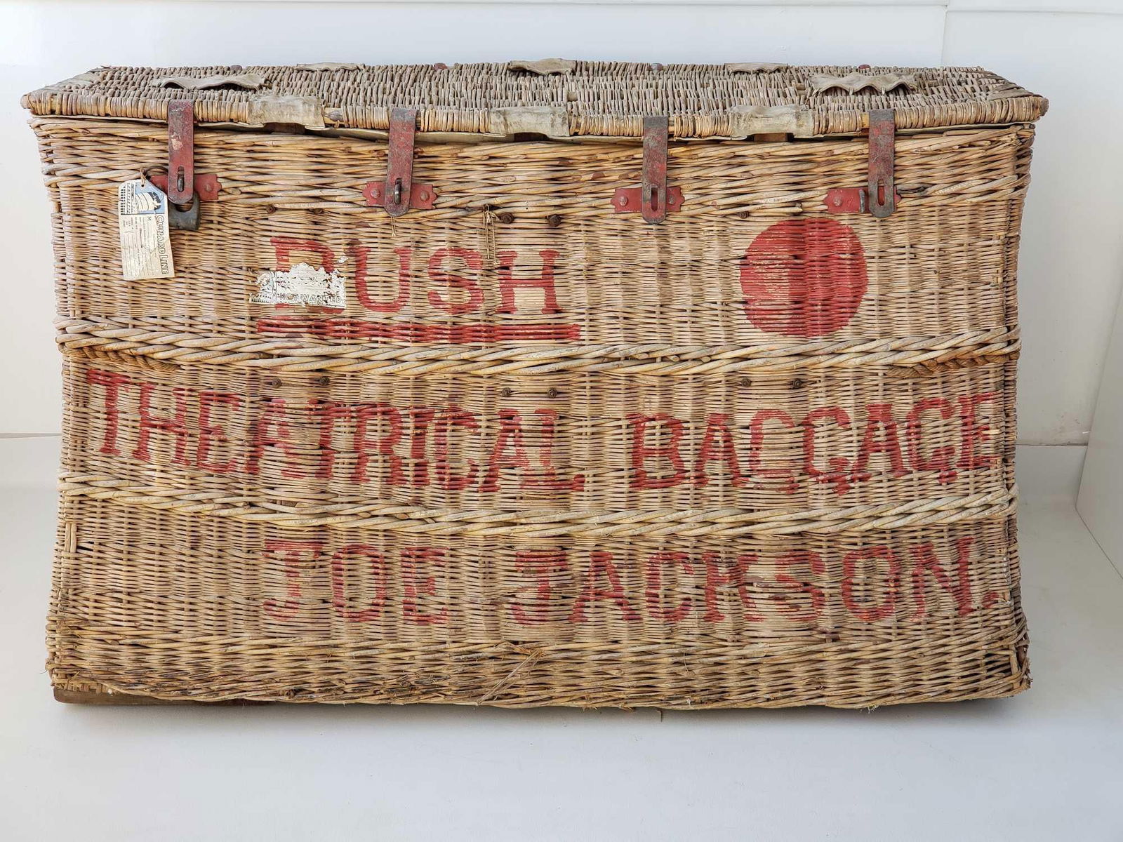 GIANT ANTIQUE THEATRICAL OCEAN LINER WICKER TRUNK | OWNED BY JOE JACKSON (1 of 20)