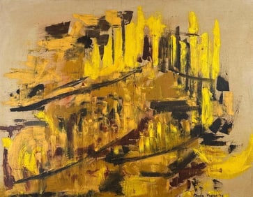 RHODA KAPLAN SIGNED ‘ABSTRACT CITY’ OIL ON CANVAS (1974)