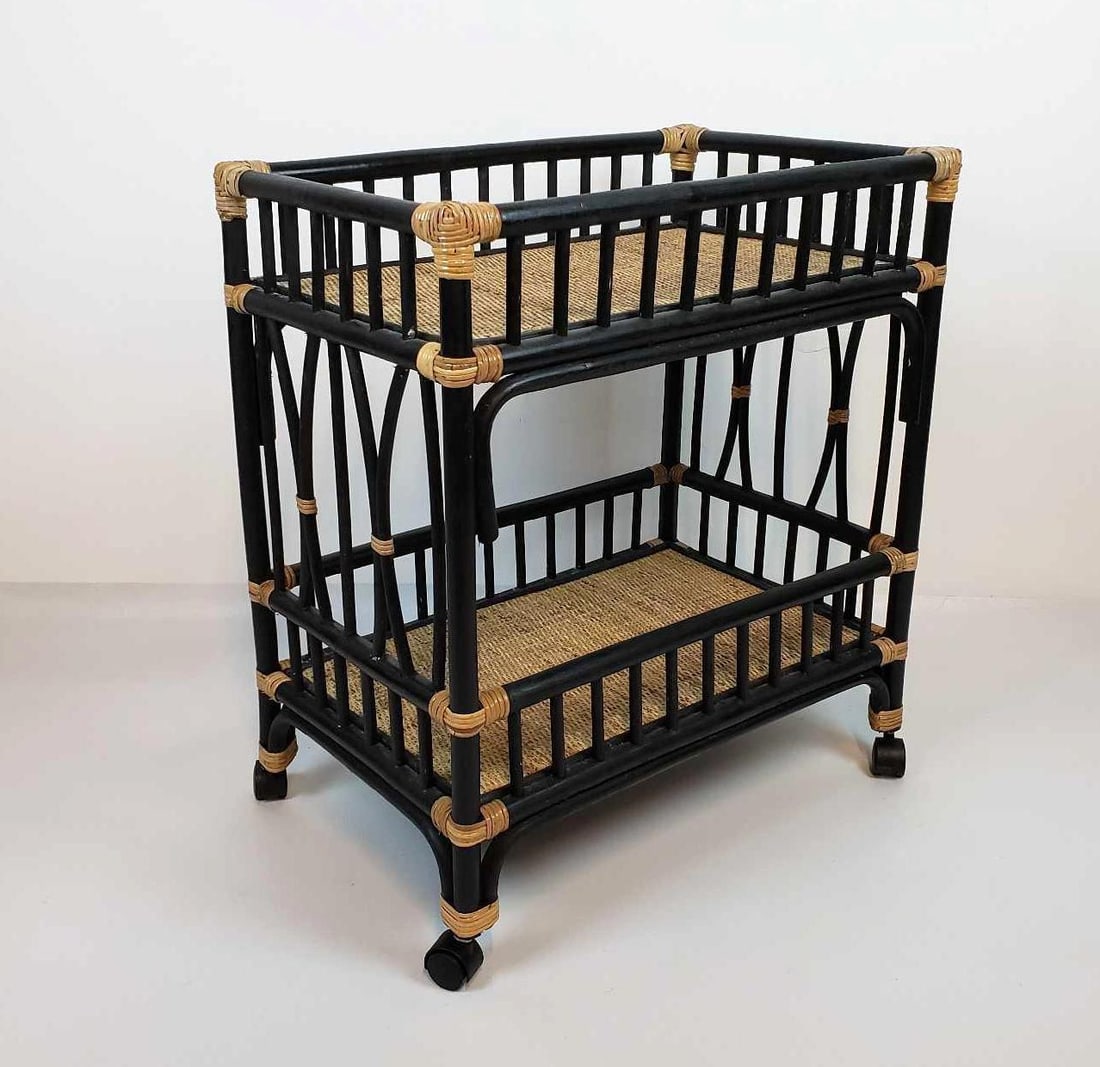 RATTAN & CANE TWO TIER BAR CART (1 of 8)