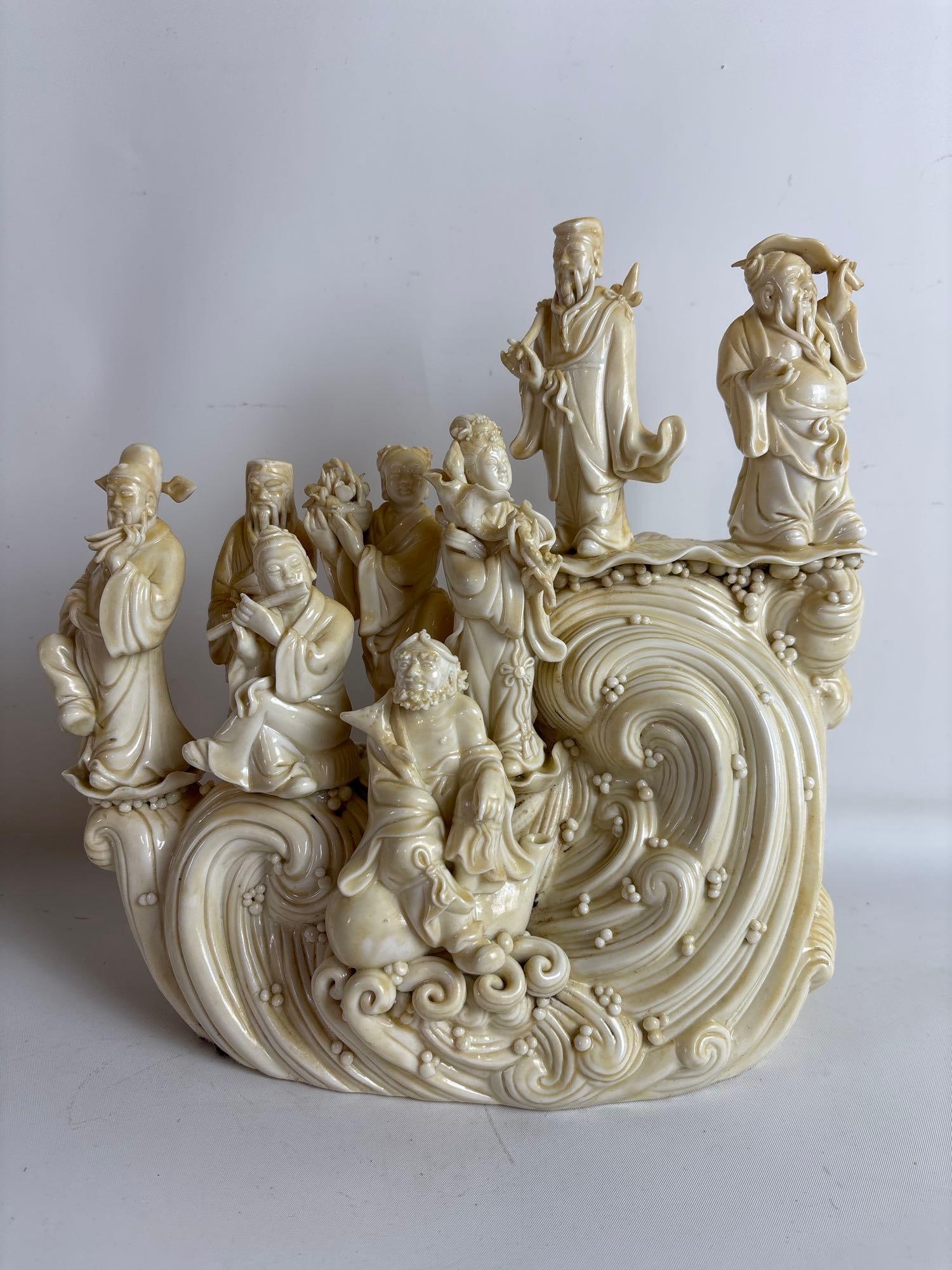 CHINESE BLANC DE CHINE GROUP, THE EIGHT IMMORTALS, LATE 19C-EARLY 20C (1 of 13)