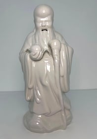 LARGE BLANC DE CHINE SCULPTURE OF CHINESE IMMORTAL GOD OF LONGEVITY