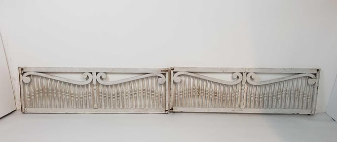 TWO PAINTED VICTORIAN FRETWORK PANELS