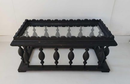 TRAMP ART STYLE COFFEE TABLE WITH GLASS TOP