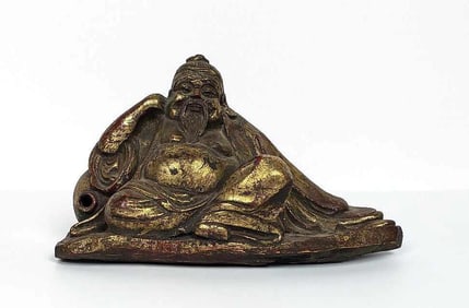 CARVED GILT WOOD LI BAI FIGURE