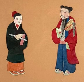 HANDCRAFTED VINTAGE CHINESE PAPER DOLLS IN FRAME
