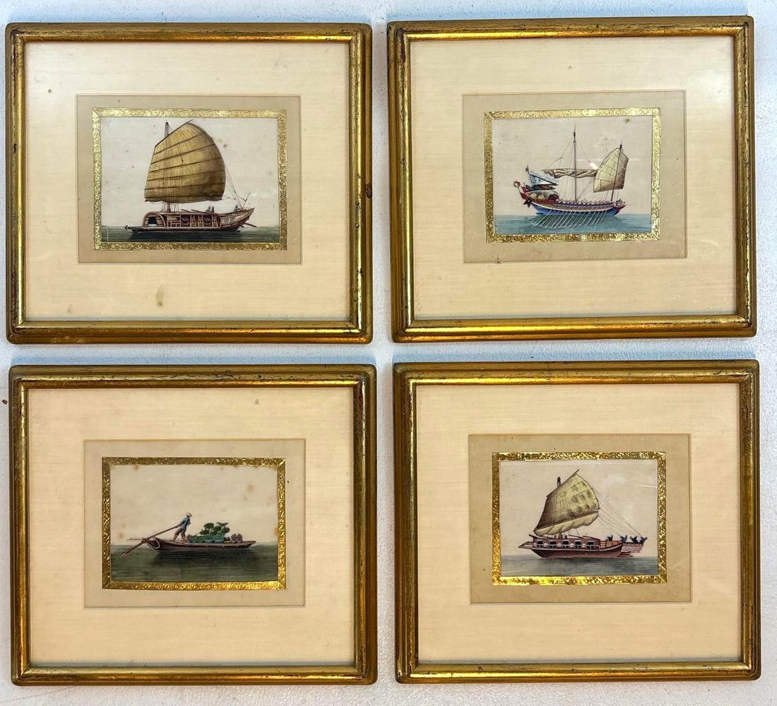 FOUR 19th CENTURY PITH PAINTINGS (1 of 11)