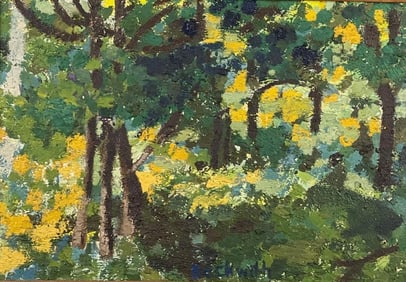 VINTAGE OIL ON CANVAS PAINTING “WOODS"