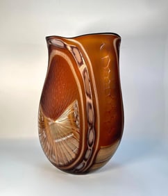 LARGE BROWN MURANO ART GLASS VASE ATTRIBUTED TO DAVIDE SALVADORE
