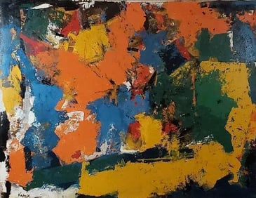 KAPNER SIGNED VINTAGE LARGE ABSTRACT PAINTING ON CANVAS