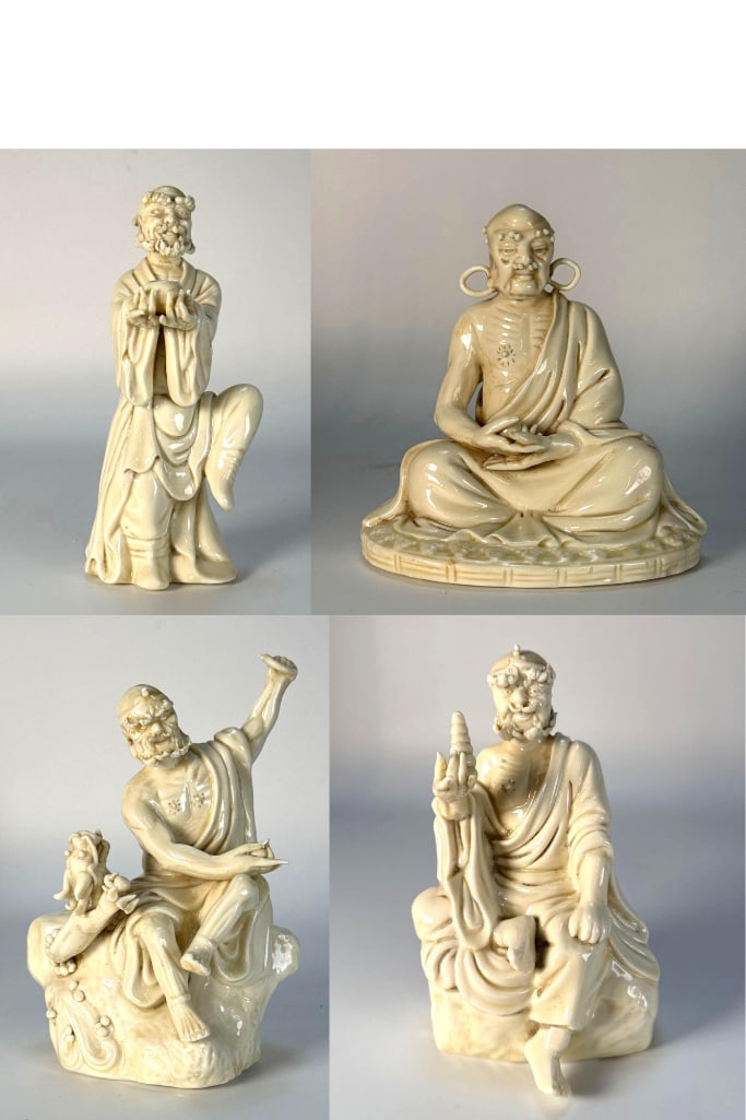 FOUR BLANC DE CHINE LOHAN FIGURES (1 of 20)