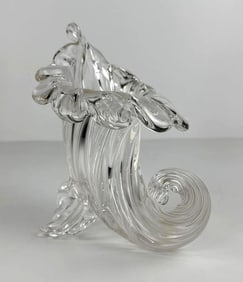MURANO SEGUSO SIGNED ART GLASS CORNUCOPIA VASE