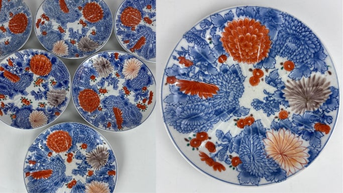 SET OF SIX JAPANESE PORCELAIN  PLATES ATTRIBUTED TO KUTANI TOMONOBU KILN (1 of 6)