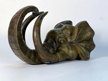 VINTAGE CHINESE BRONZE WEALTH ELEPHANT FIGURAL SCULPTURE