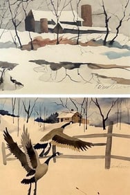 PAIR OF HENDERSON SIGNED WATERCOLOR PAINTINGS