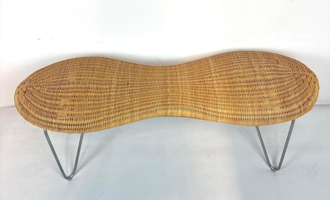 VINTAGE IKEA WICKER PEANUT BENCH