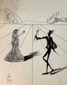 SALVADORE DALI (ATTRIBUTED) INK ON PAPER DRAWING SIGNED