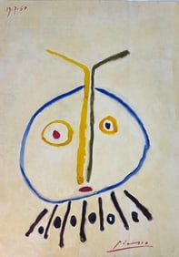 PABLO PICASSO (ATTRIBUTED) GOUACHE ON PAPER 'TETE D'HOMME'