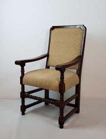 ANTIQUE LOUIS XIII STYLE WALNUT ARM CHAIR