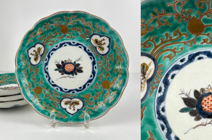 SET OF FOUR JAPANESE IMARI STYLE HAND PAINTED PORCELAIN PLATES (1 of 10)