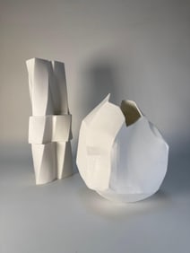 PAIR OF FRANK GEHRY FOR TIFFANY & CO. ABSTRACT CERAMIC VASES