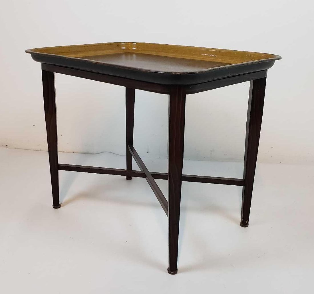 VINTAGE FAUX BOIS TOLE TRAY TOP TABLE (1 of 12)