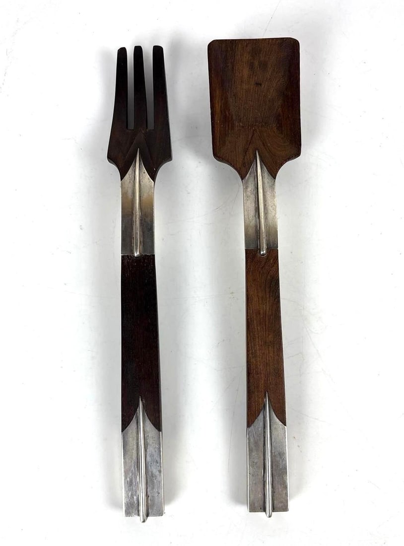 HECTOR AGUILAR SALAD SERVING SET 940 SILVER AND WOOD (1 of 6)