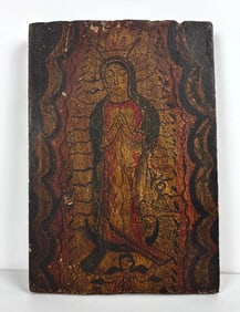 ANTIQUE ICON RETABLO PAINTING ON WOOD