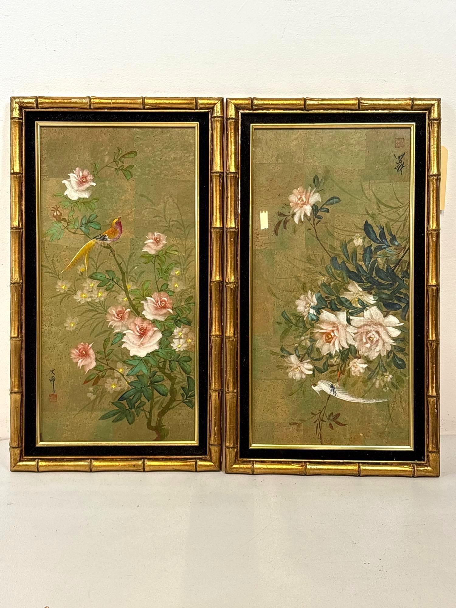 PAIR OF ASIAN PRINTS IN FAUX BAMBOO FRAMES (1 of 5)