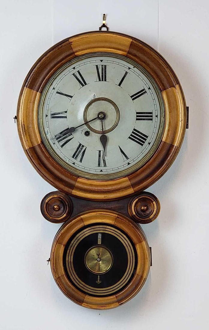 UNUSUAL ANTIQUE NEW HAVEN CLOCK CO. 'SAXON MOSAIC' WALL CLOCK IN MOSAIC CASE (1 of 12)