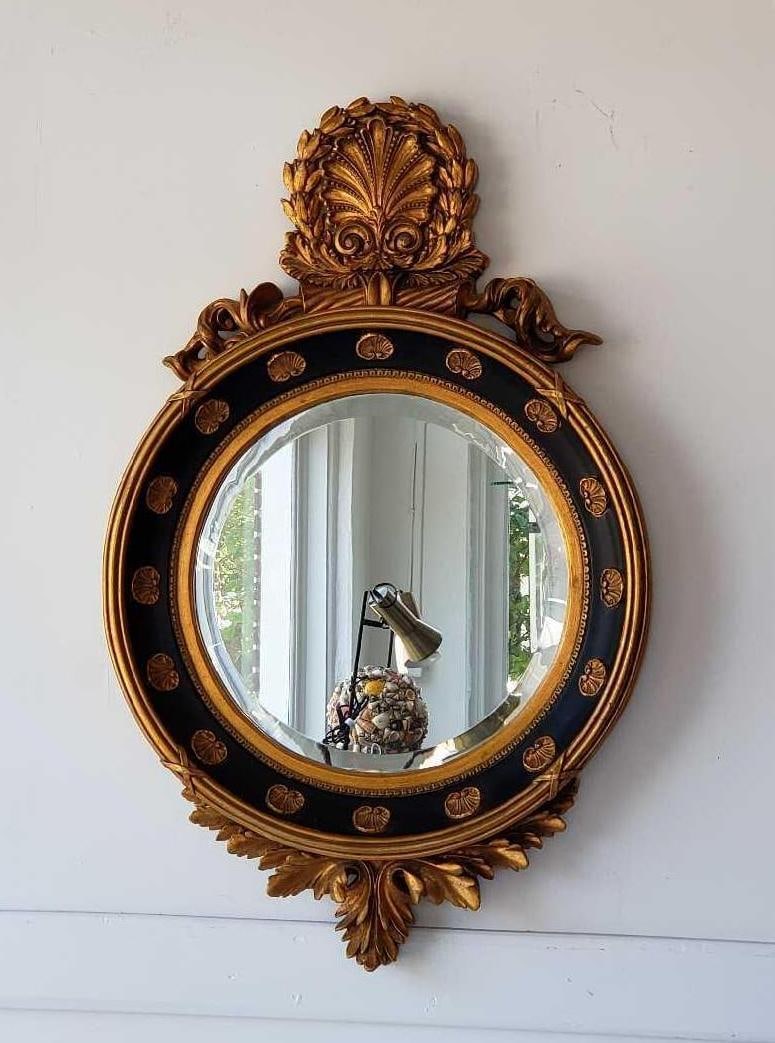 GILT AND PAINT DECORATED FEDERAL-STYLE COMPOSITE BEVELED CIRCULAR MIRROR (1 of 14)