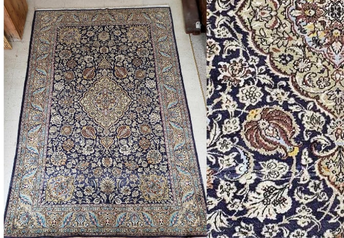 VINTAGE PERSIAN HAND-WOVEN BLUE GROUND RUG: A vintage Persian hand-woven blue ground rug. Dimensions: 10'-2" X 8' Artist or Maker: Unknown Provenance: From a NYC Collector. Notes: Although care is taken to photograph and des